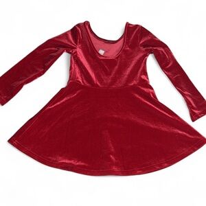 The Children's Place Girls Red Velour Long Sleeve Skater Dress 2T